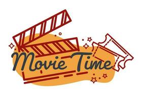 Movie time, watching films, party and recreation vector