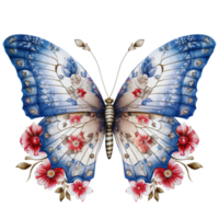 Butterfly in watercolor for 4th of July American independence day with AI genaerated png