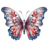 Butterfly in watercolor for 4th of July American independence day with AI genaerated png