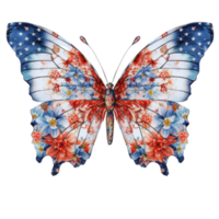 borboleta dentro aguarela para 4º do Julho americano independência dia com ai gerado png
