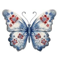 Butterfly in watercolor for 4th of July American independence day with AI genaerated png