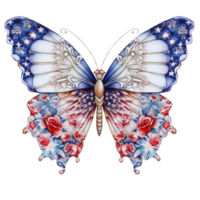 Butterfly in watercolor for 4th of July American independence day with AI genaerated png