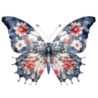 Butterfly in watercolor for 4th of July American independence day with AI genaerated png