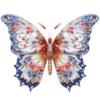 Butterfly in watercolor for 4th of July American independence day with AI genaerated png