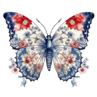 papillon dans aquarelle pour 4e de juillet américain indépendance journée avec ai généré png