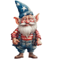 4th of July Gnome in watercolor png