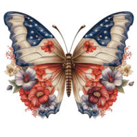 Schmetterling im Aquarell zum 4 .. von Juli amerikanisch Unabhängigkeit Tag mit ai generiert png