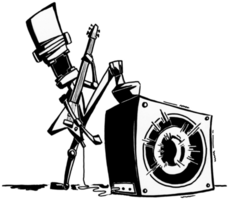 Noisy robot playing guitar png