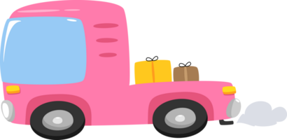 Pink truck cartoon png