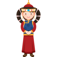 meisje in Mongolië nationaal kostuum png