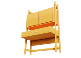 3d wooden table icon isolated object png