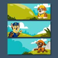 Cute Super Dog Banner Set vector