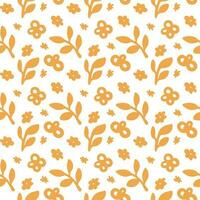 Flowers in blossom, blooming flora pattern print vector