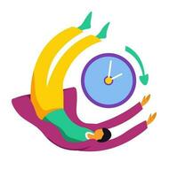 Employee with clock, deadline and working tasks vector