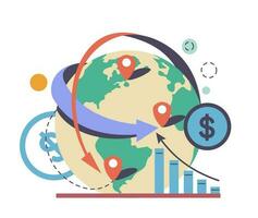 World economy and relations, business and commerce vector