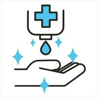 Using sanitizer or antiseptic for cleaning hands vector