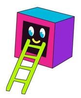 Doodle character, cube with facial expression vector