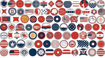 2D Illustration of American Flag Cute Sticker or Symbol Collages. . photo
