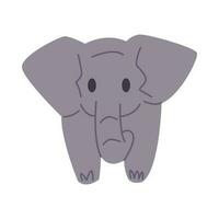 cute baby elephant in cartoon style. front view. isolated on white background. flat vector illustration.