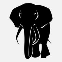 silhouette of an elephant front view. vector illustration. monochrome.