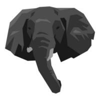 front view of elephant head illustration. monochrome color. cartoon flat vector illustration.