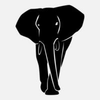 silhouette of an elephant front view. vector illustration. isolated on grey background.