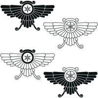 Zoroastrian winged disc vector design