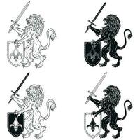 Vector design of lion with sword and shield