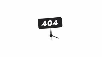Holding bw 404 error sign animation. Repair work. Site error. Empty state 4K video concept footage with alpha channel transparency. Monochromatic error flash message for web page not found, UI design