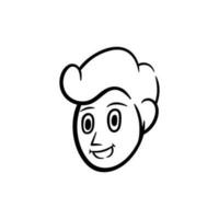 Smile Head Boy Line Art Style Simple Logo Design vector