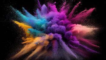 Abstract dust explosion on black backdrop. photo