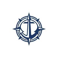 Compass With Heavy Anchor Modern Creative Logo vector