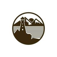 Lighthouse Mountain Hill Icon Creative Logo vector