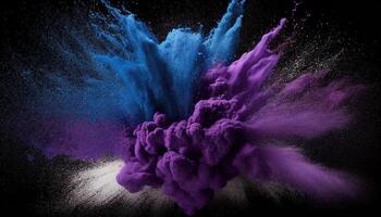 Abstract dust explosion on black backdrop. photo