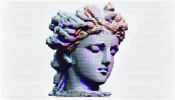 Antique female sculpture. Glitch art. photo