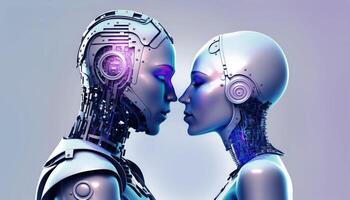 Two robots kissing. photo
