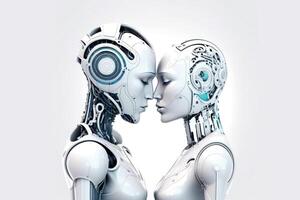Two robots kissing. photo
