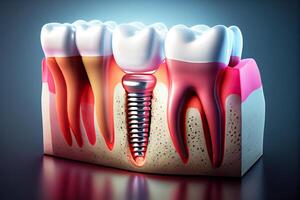 A dental implant, a prosthetic tooth in a person's gum. photo