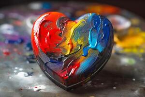 Colored heart, watercolor, art. photo