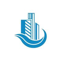 Tower Building City Wave Simple Creative Logo vector
