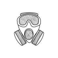 Human Mask Helmet Protection Line Art Design vector