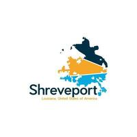 Map Of Shreveport City Illustration Geometric Creative Design vector