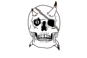 demon skalle linje konst med transparent bakgrund png