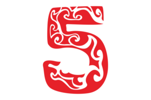 Red 5 Number Ornament On Transparent Background png