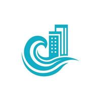 Building City Wave Modern Creative Logo vector