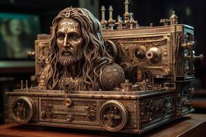 Vintage Artificial Intuitive in the form of Jesus Christ. photo