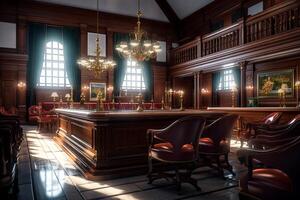 Court, a courtroom without people. photo