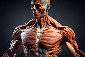 Anatomy, human muscles on a dark background. photo