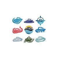 Set Speed Boat Transportation Icon Collection Creative Design vector