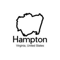 mapa de Hampton Virginia ciudad ilustración creativo diseño vector